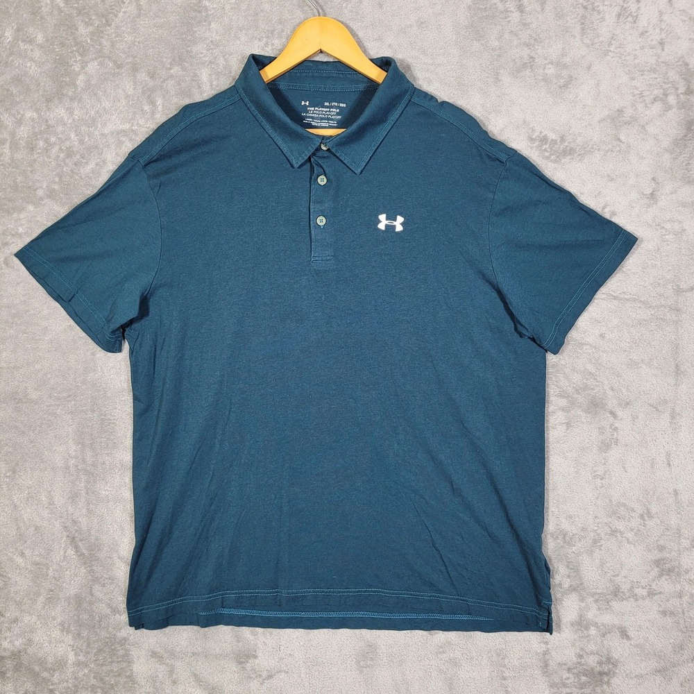 Under Armour Polo Shirt Mens 2XL Blue The Playoff Polo Performance Golf Loose